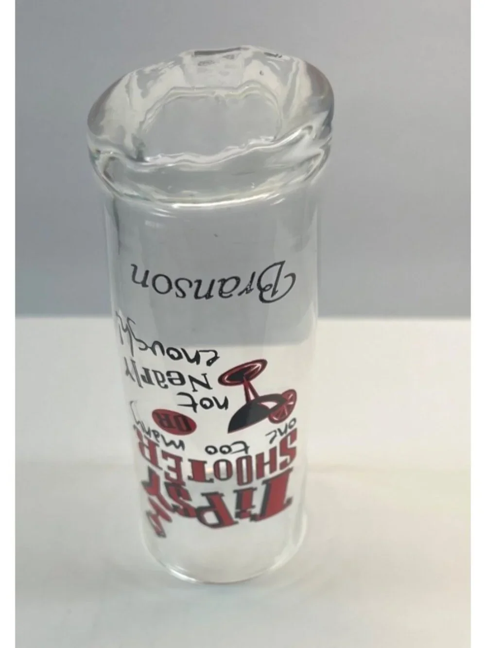 Branson MO Shot Glass Tipsy Shooter Clear Shooter Tilted Slanted Travel Souvenir